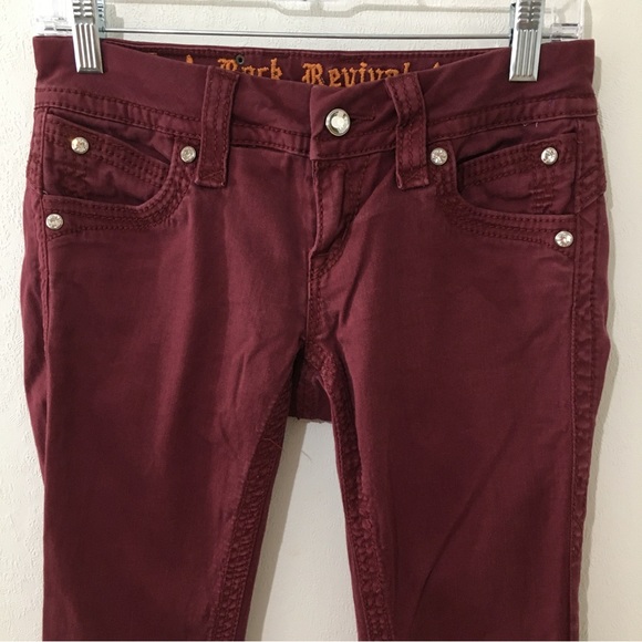 Rock Revival Liz Maroon Crystal Embellished Skinny Jeans size 25 - Picture 4 of 8